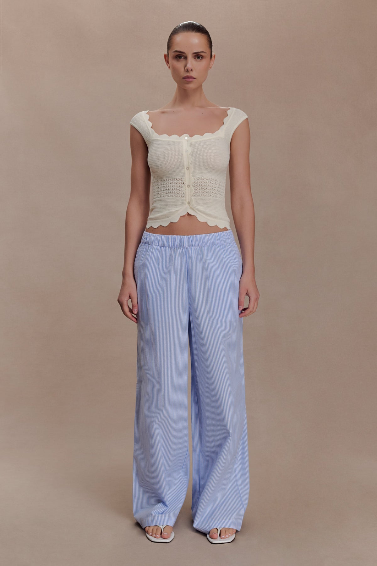 Madeline Scallop Knit Top - Ivory