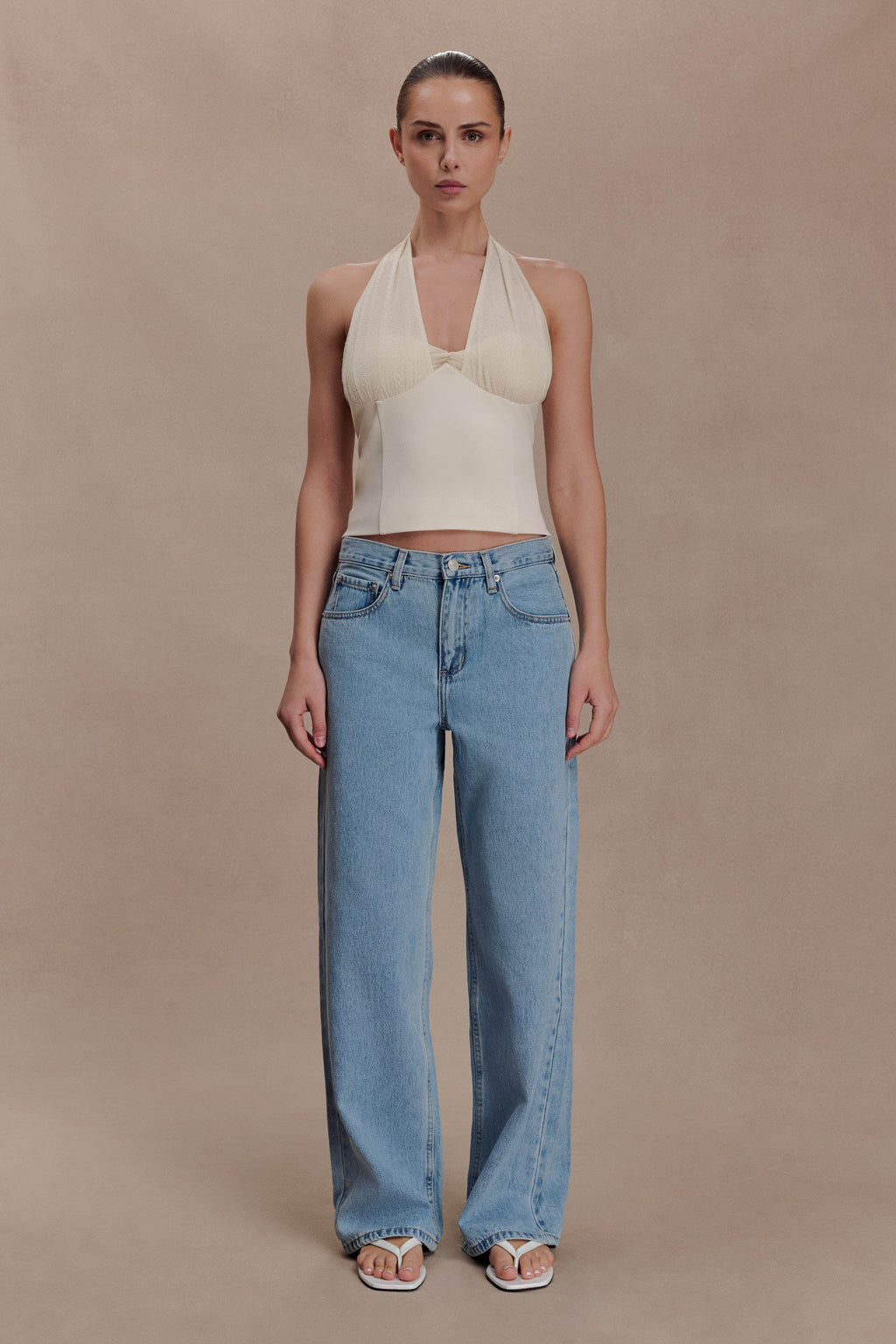 Cressida Crepe Halter Top - Ivory