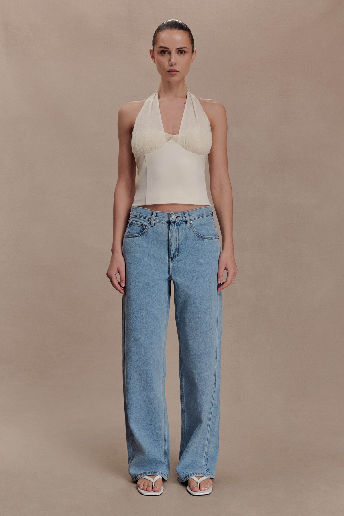 Cressida Crepe Halter Top - Ivory