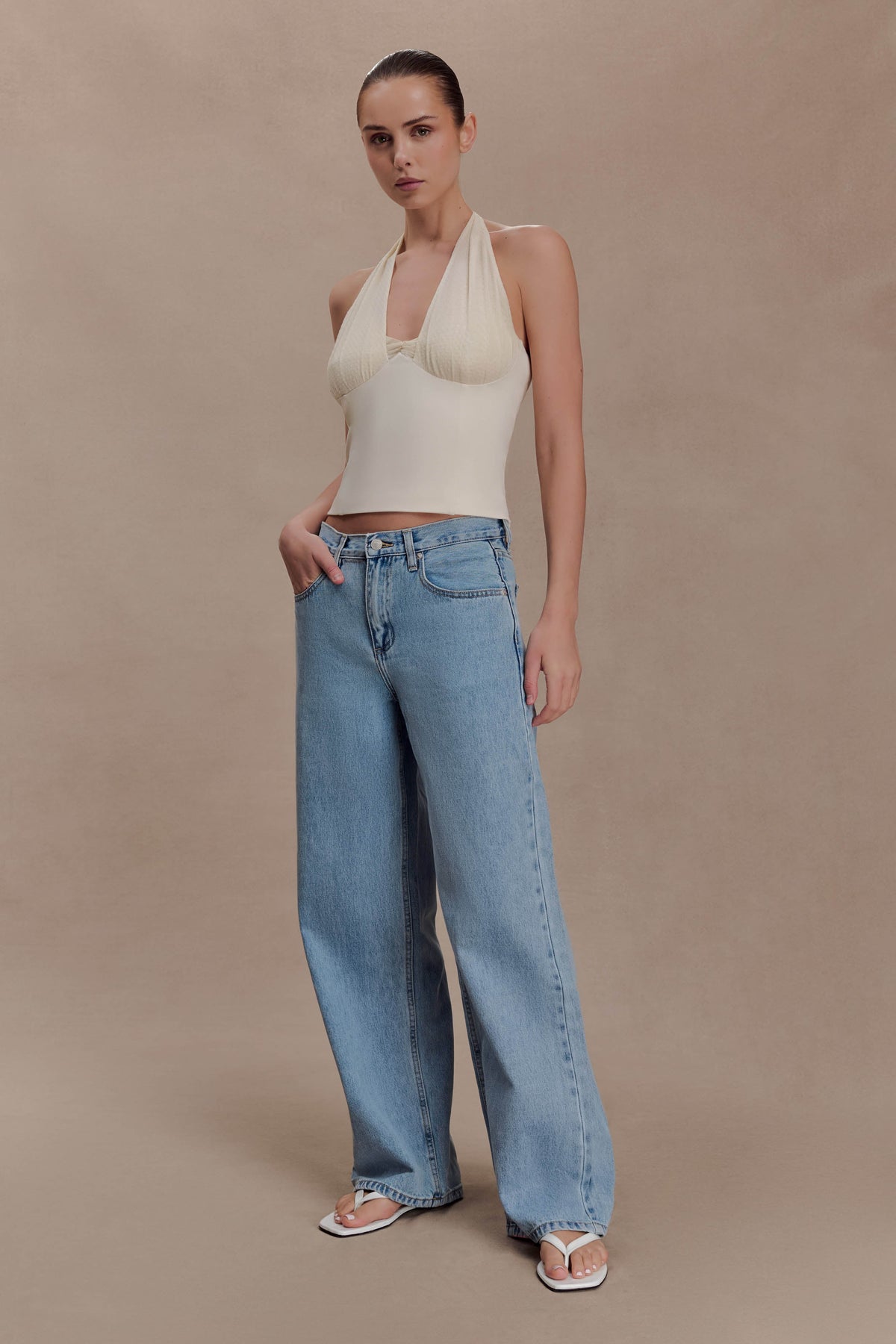 Cressida Crepe Halter Top - Ivory