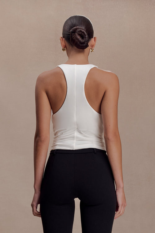 Alessandra Slinky Ruffle Top - Ivory