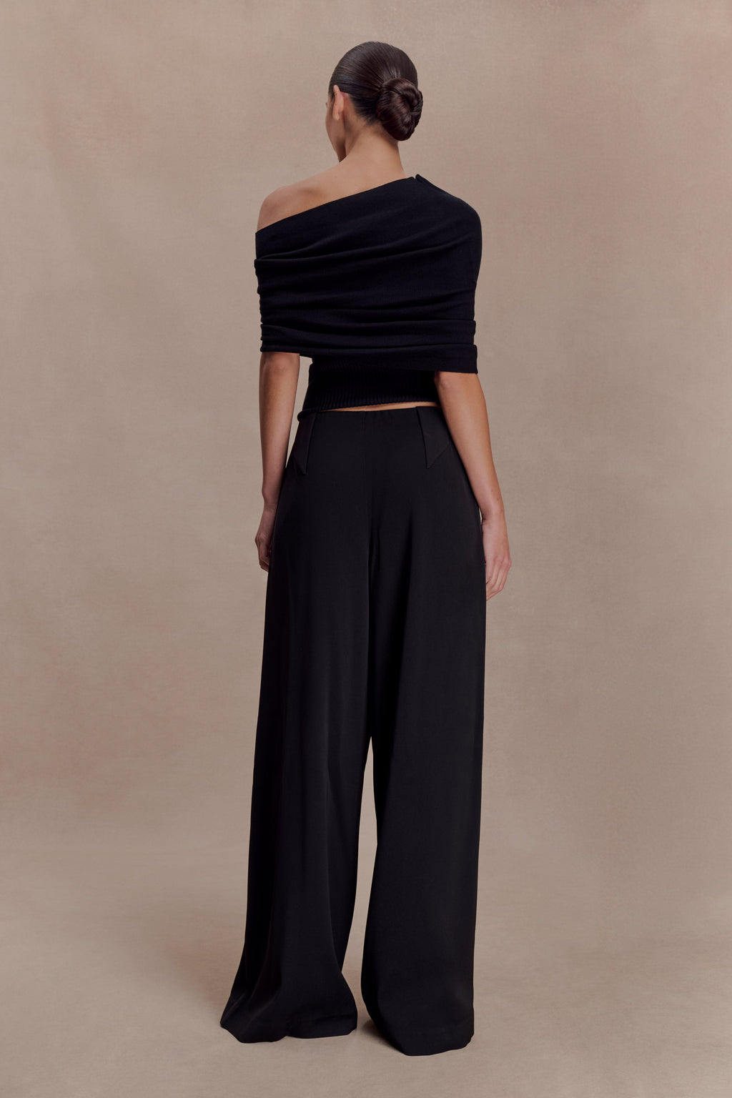 Sierra Asymmetrical Cashmere Blend Knit Top - Black