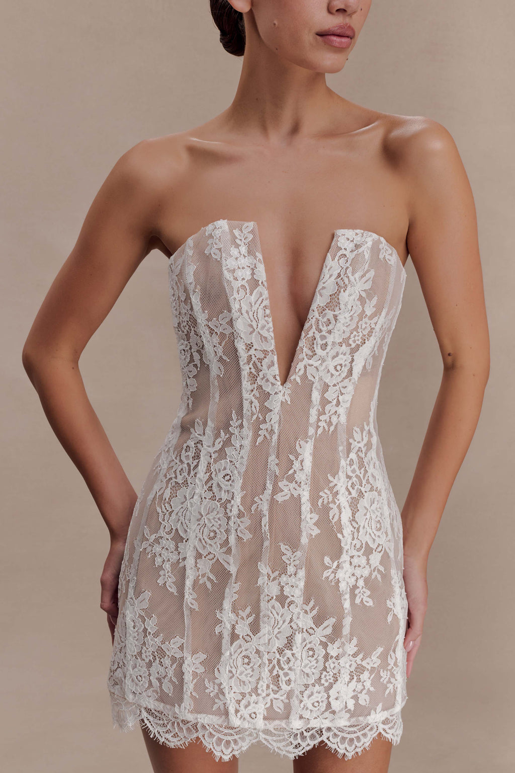 Zoey Lace Corset Mini Dress - Ivory