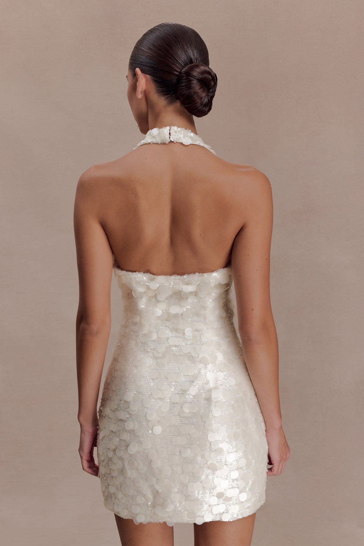 Caralee Sequin Halter Mini Dress - Ivory