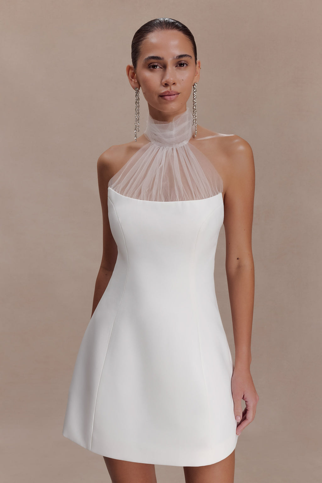 Riley Halter Suiting Mini Dress - Ivory