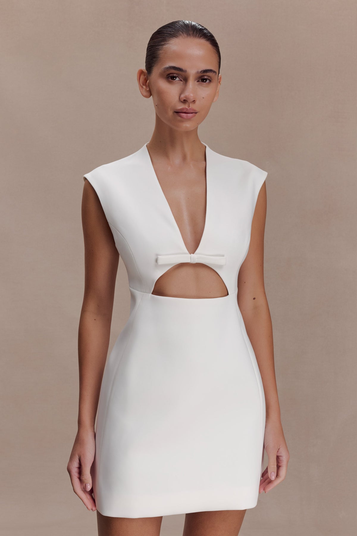 Victoria Cut Out Suiting Mini Dress - Ivory