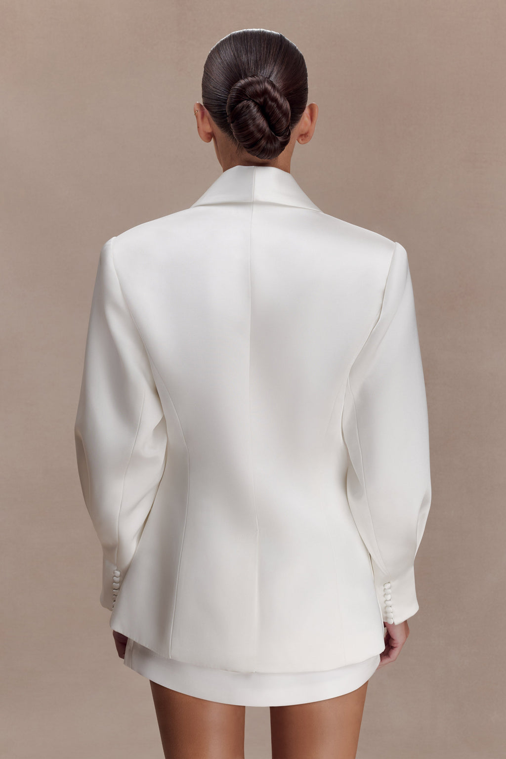 Kylie Oversized Satin Blazer - Ivory