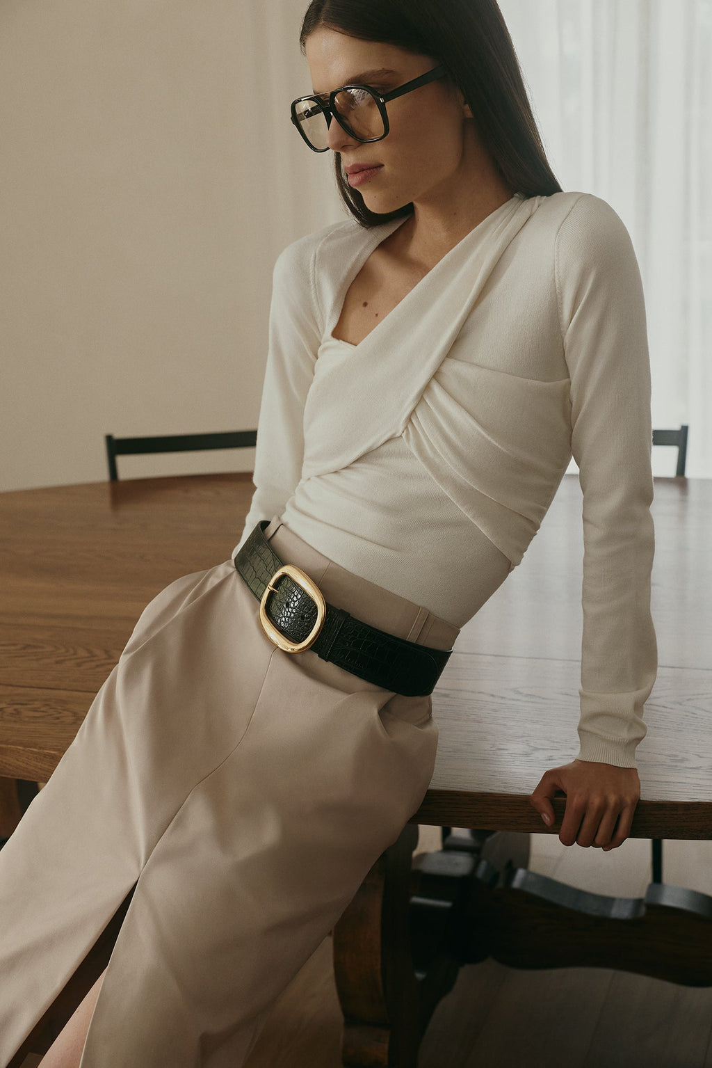 Kaylen Knit Long Sleeve Top - Ivory