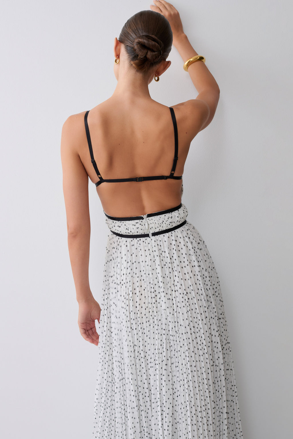 Clarisse Pleated Maxi Dress - Polka Dot