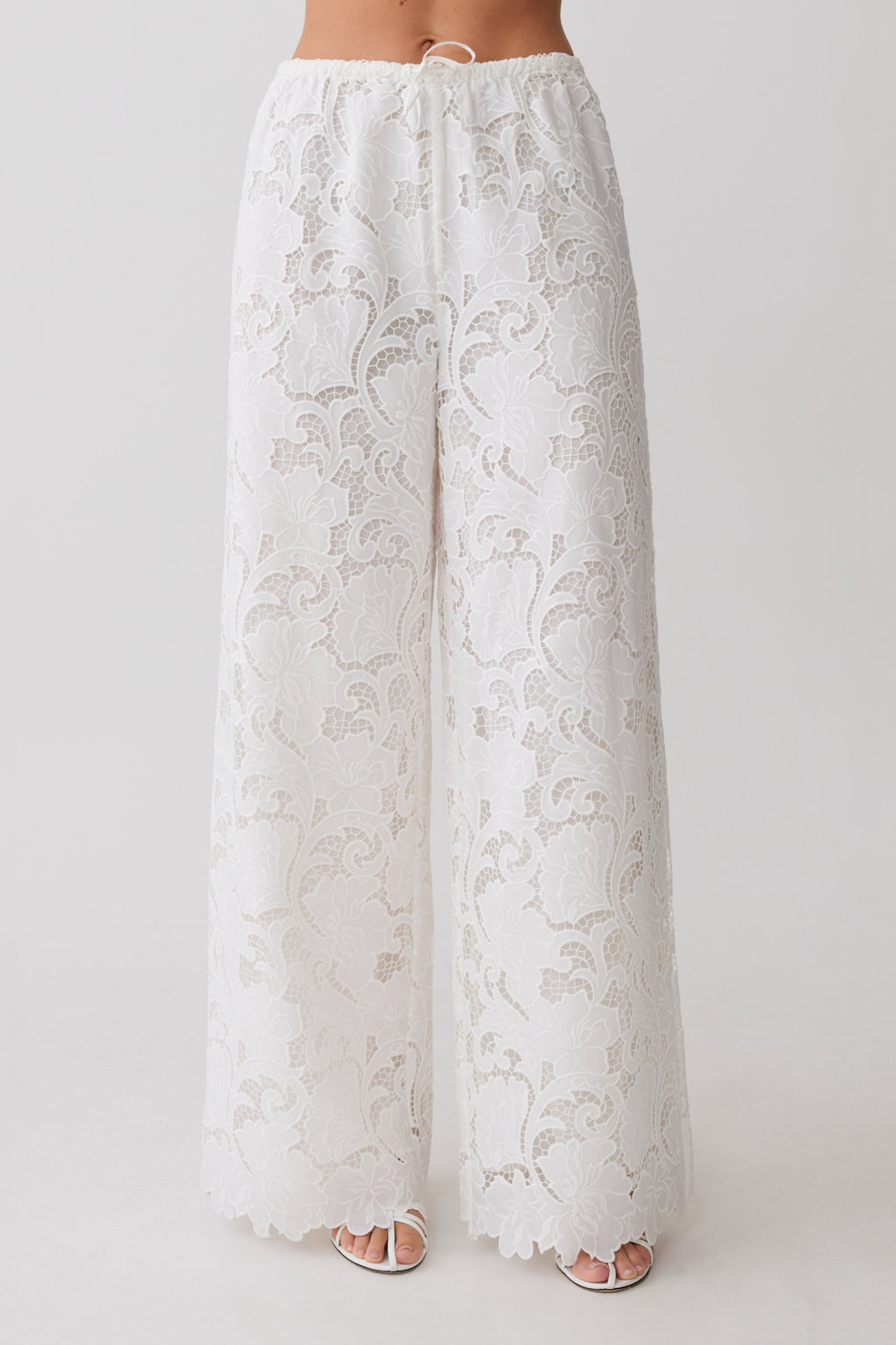 Tessa Broderie Straight Leg Pants - White