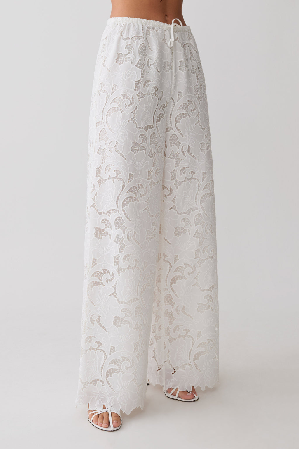 Tessa Broderie Straight Leg Pants - White