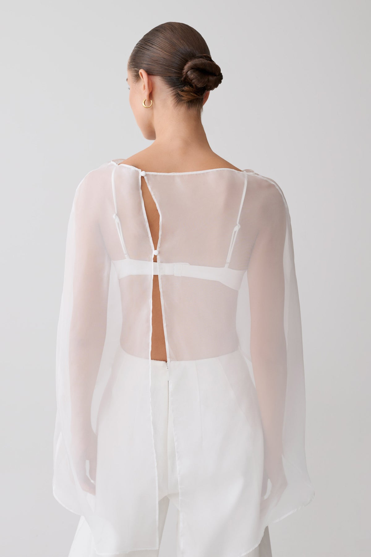 Kirstine Bralette With Chiffon Cape - Ivory