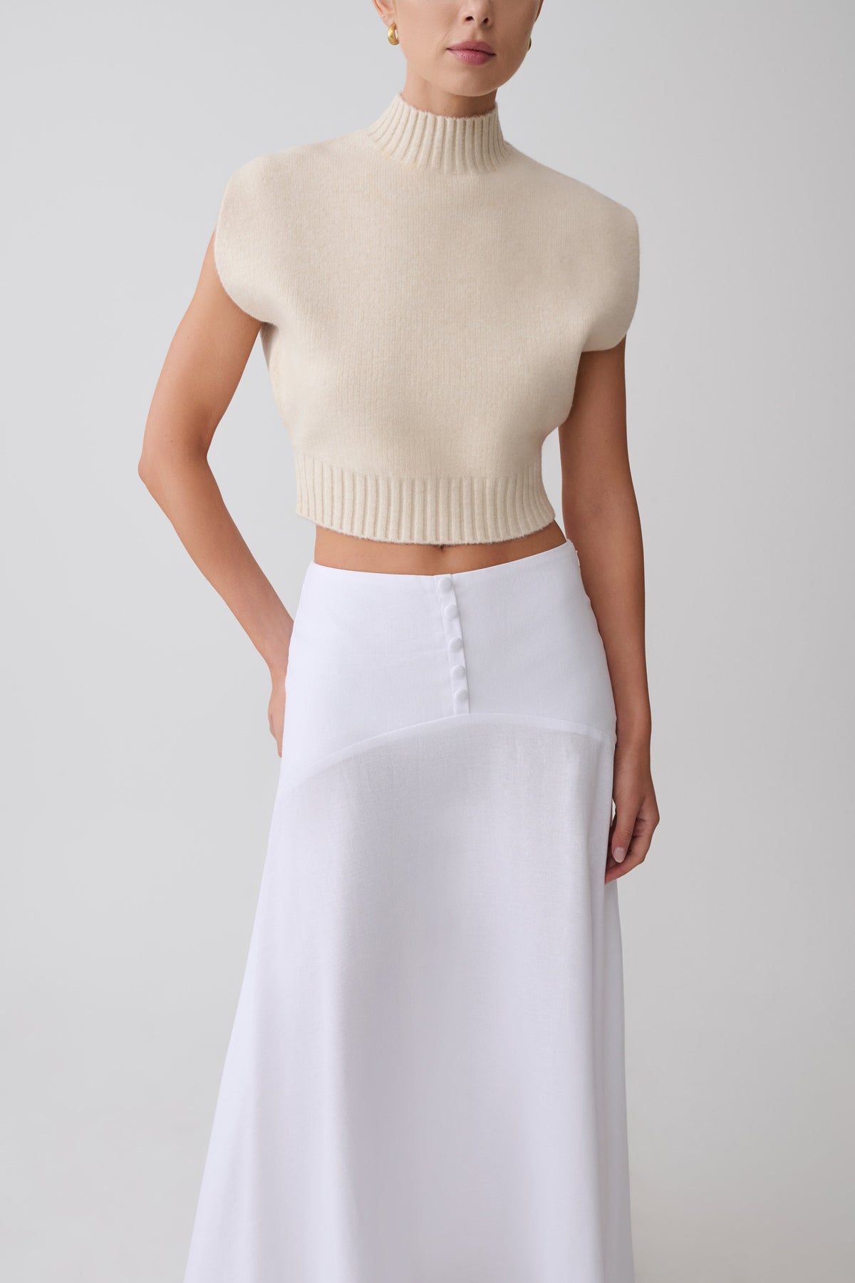 Niko Knit Oversized Top - Ivory