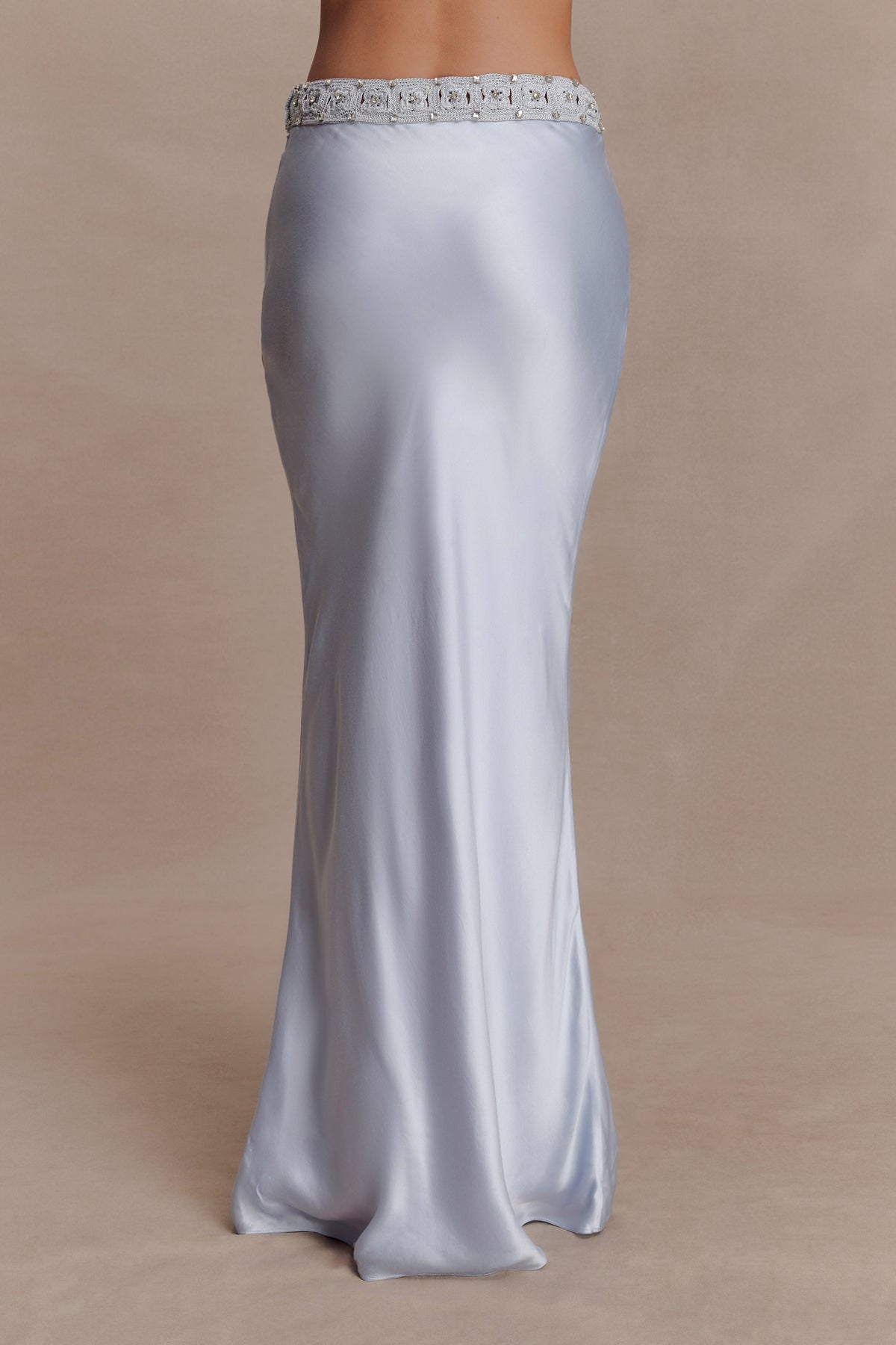 Clementine Chiffon Hand Beaded Maxi Skirt - Pale Blue