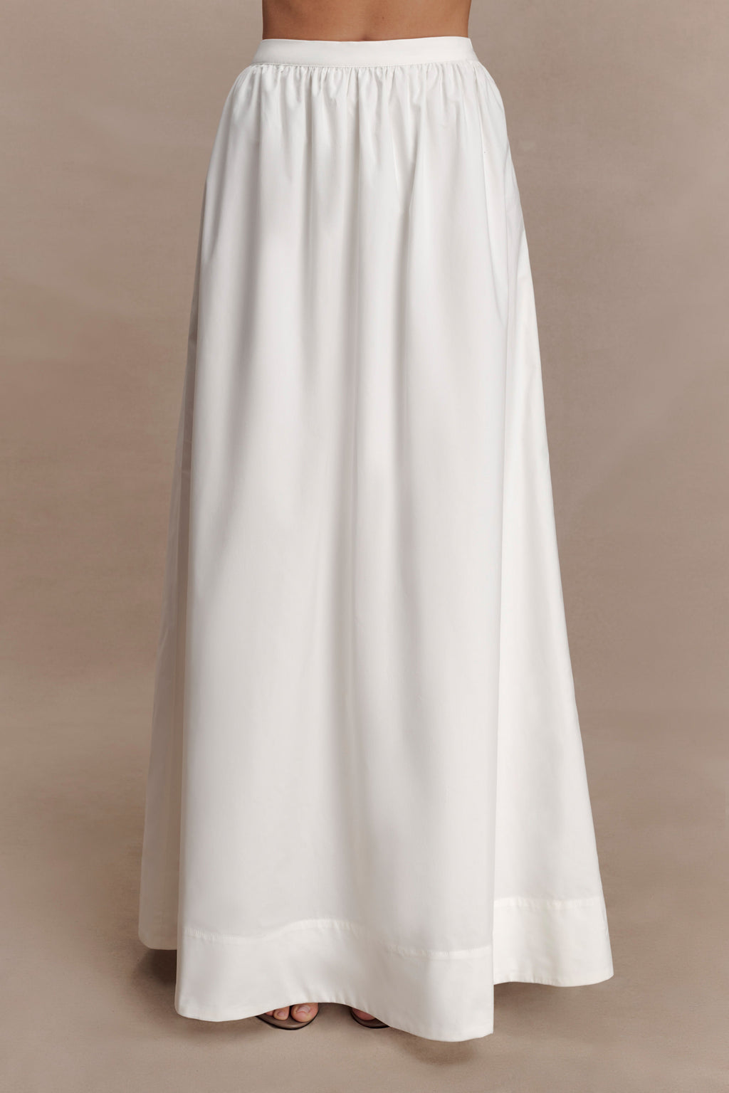 River Gathered Maxi Skirt - White