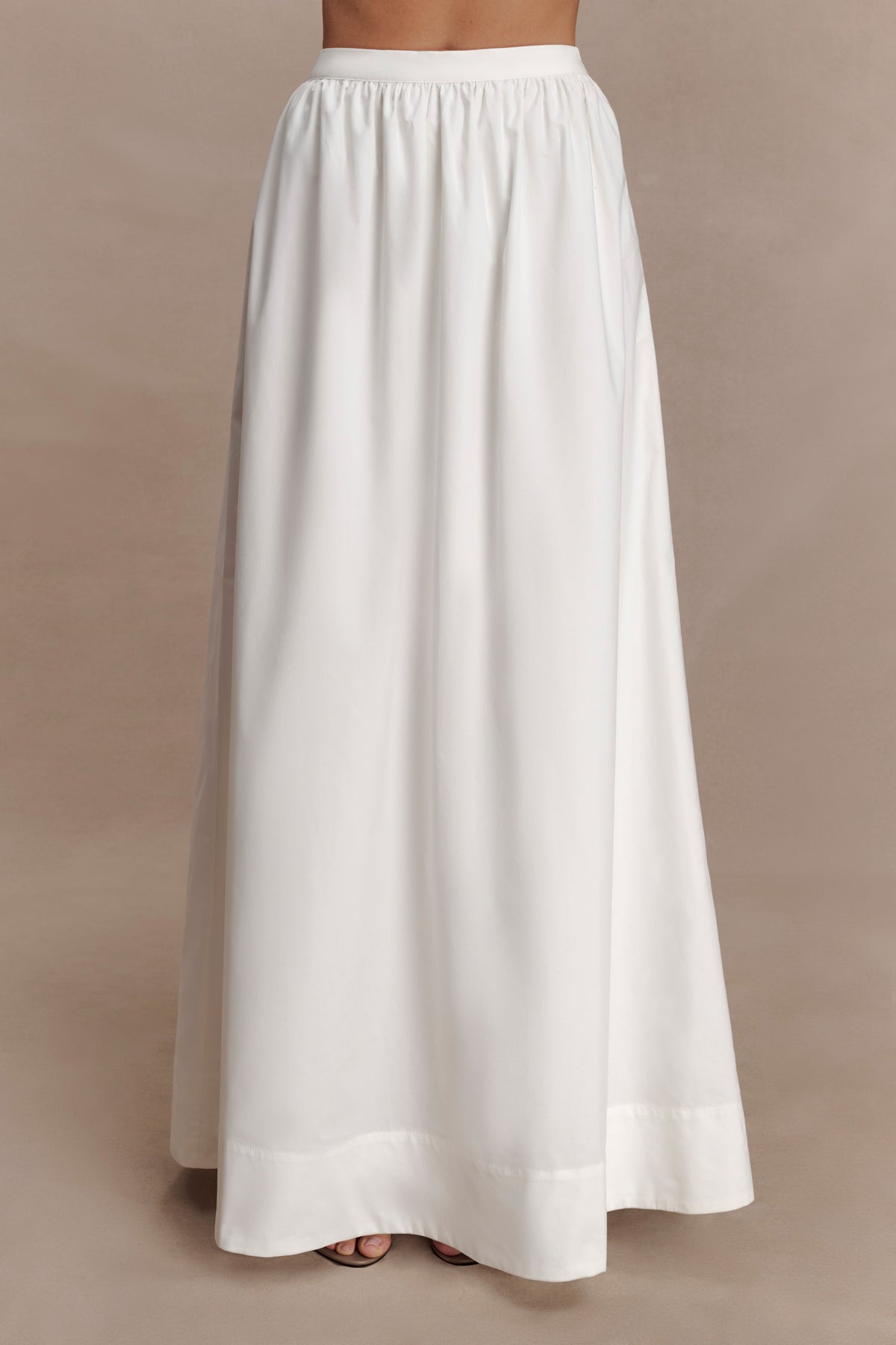River Gathered Maxi Skirt - White