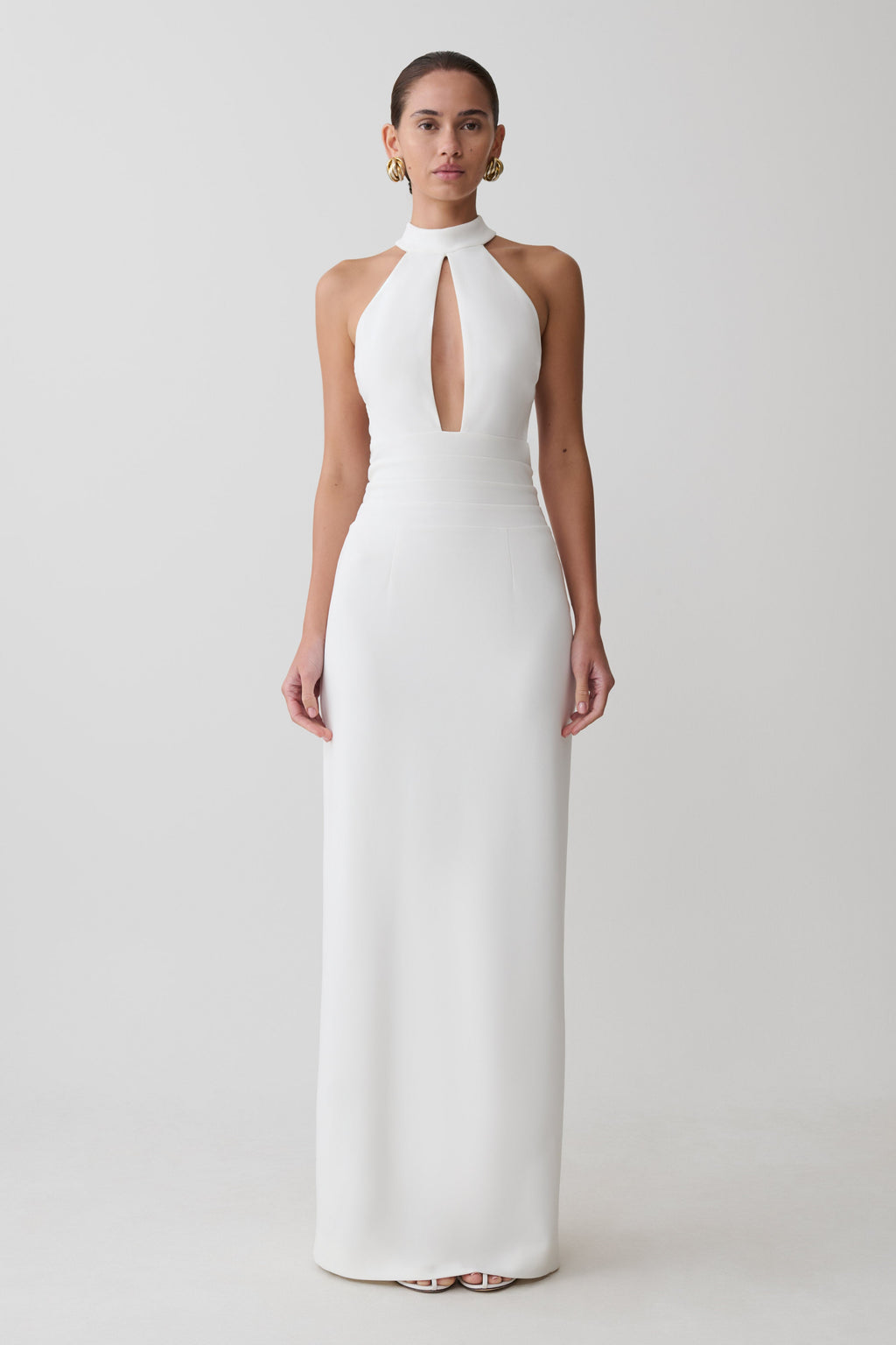 Elan Stretch Crepe Maxi Dress - White