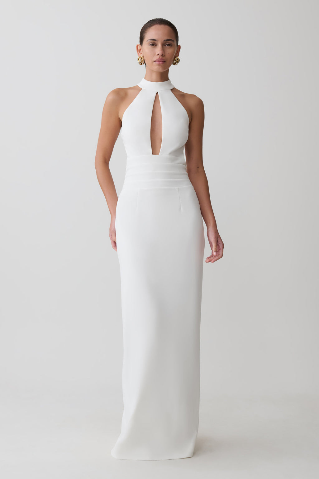 Elan Stretch Crepe Maxi Dress - White