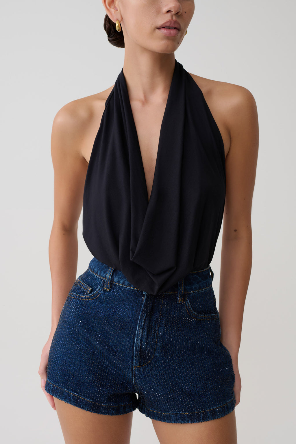 Huyen Cowl Front Modal Top - Black