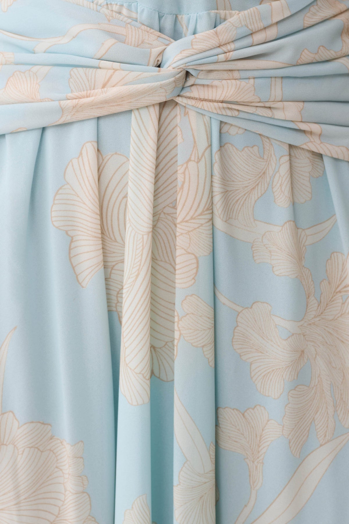 Cyra Plunge Chiffon Midi Dress - Blue Floral Print