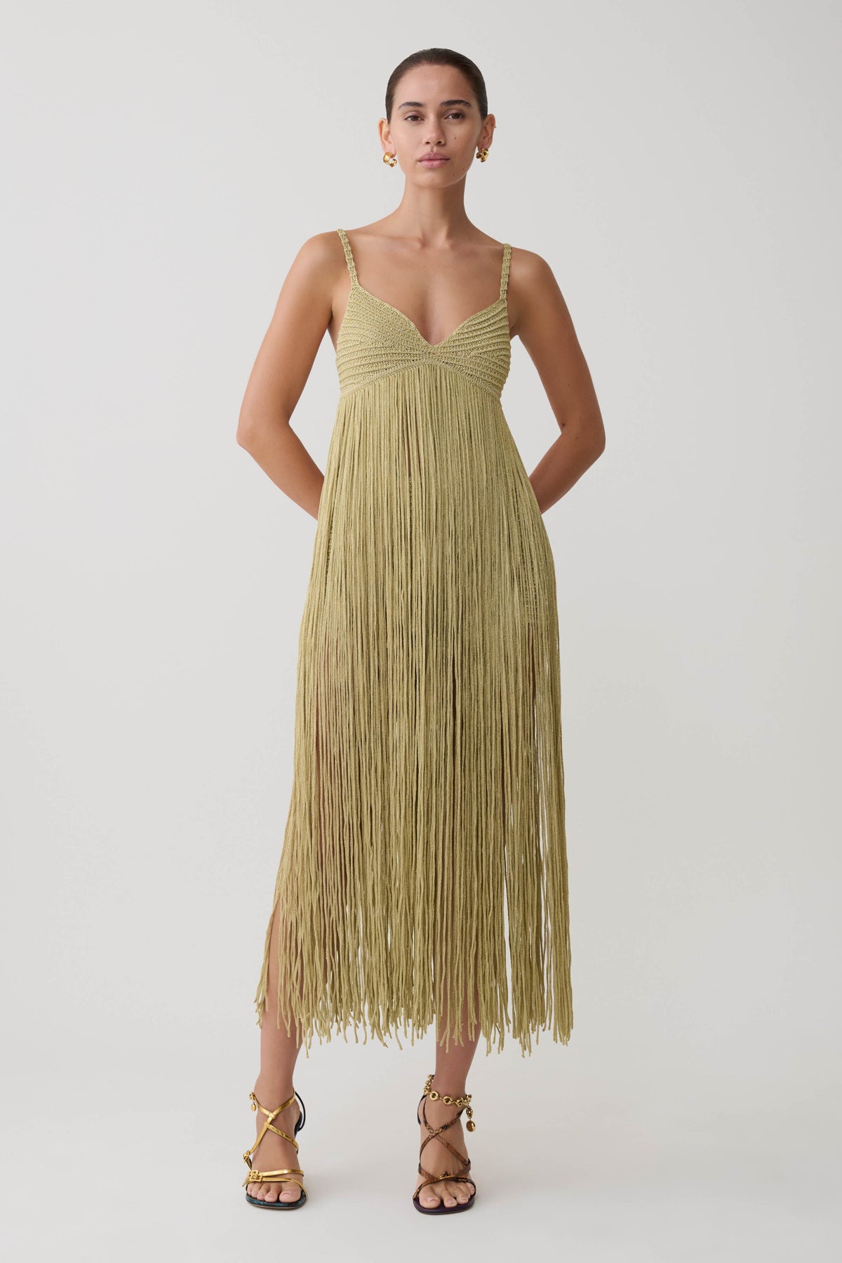 Renee Lurex Crochet Maxi Dress - Gold