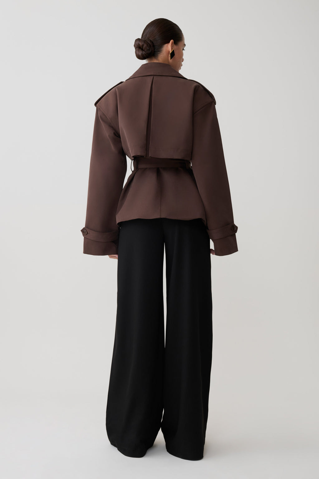 Alden Short Trench Jacket - Chocolate