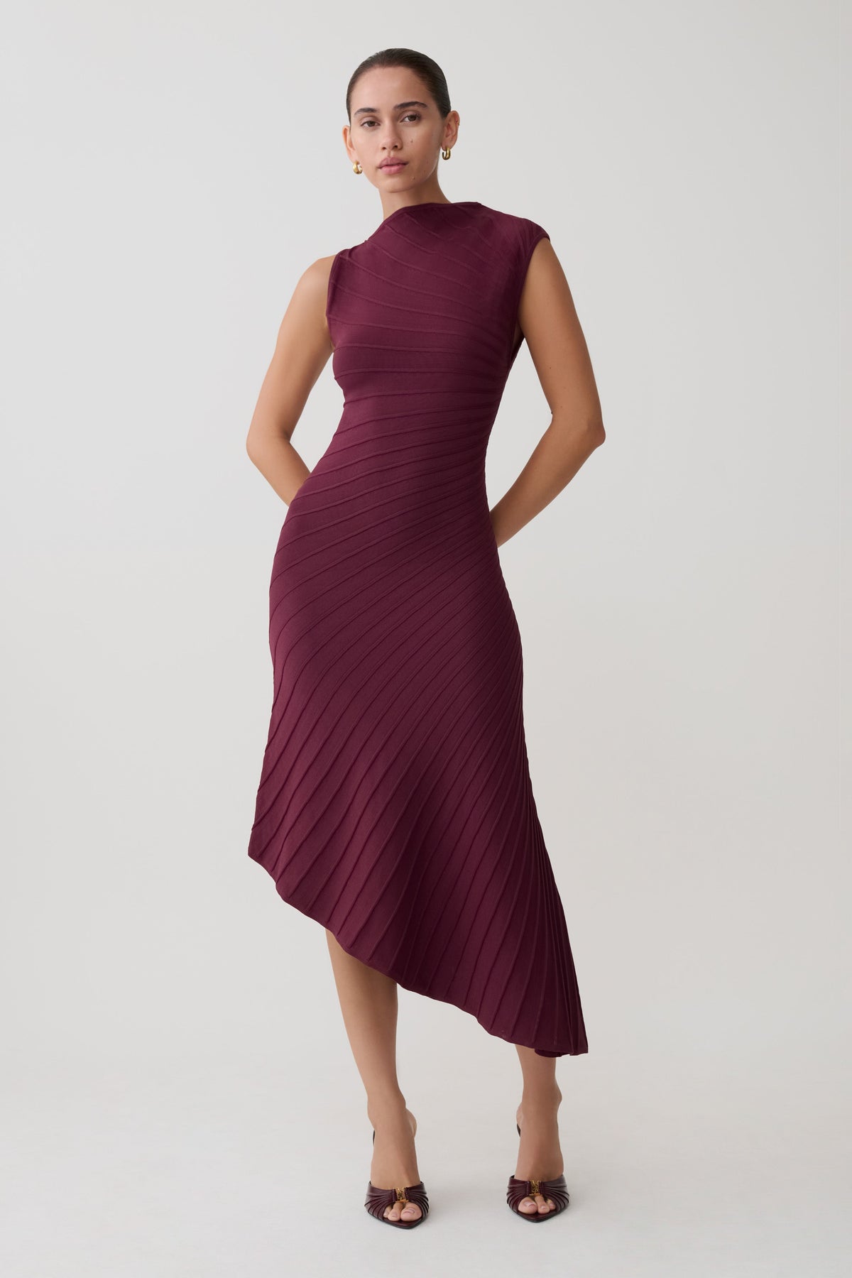 Milasandra Pleated Knit Dress - Plum