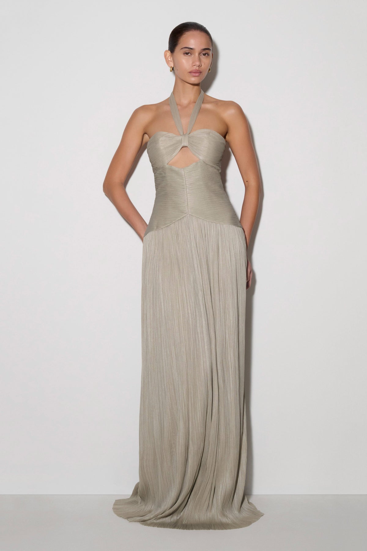 Juliette Pleated Chiffon Maxi Dress - Silver