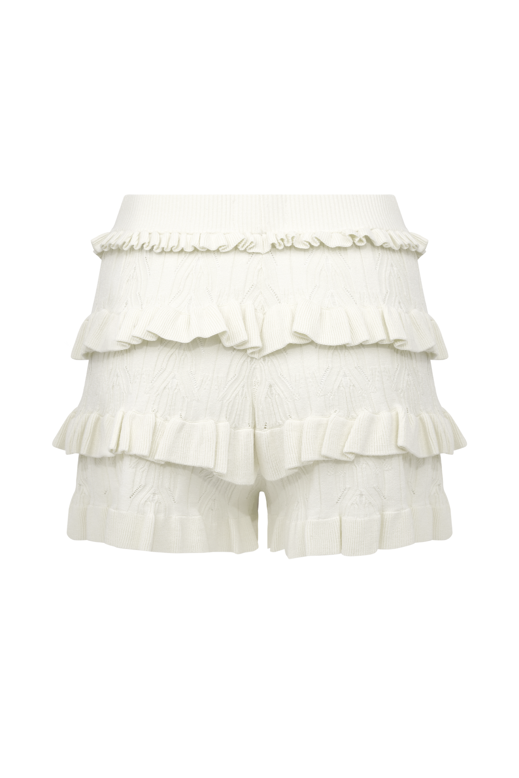 Amy Pointelle Knit Frill Bloomers - Ivory