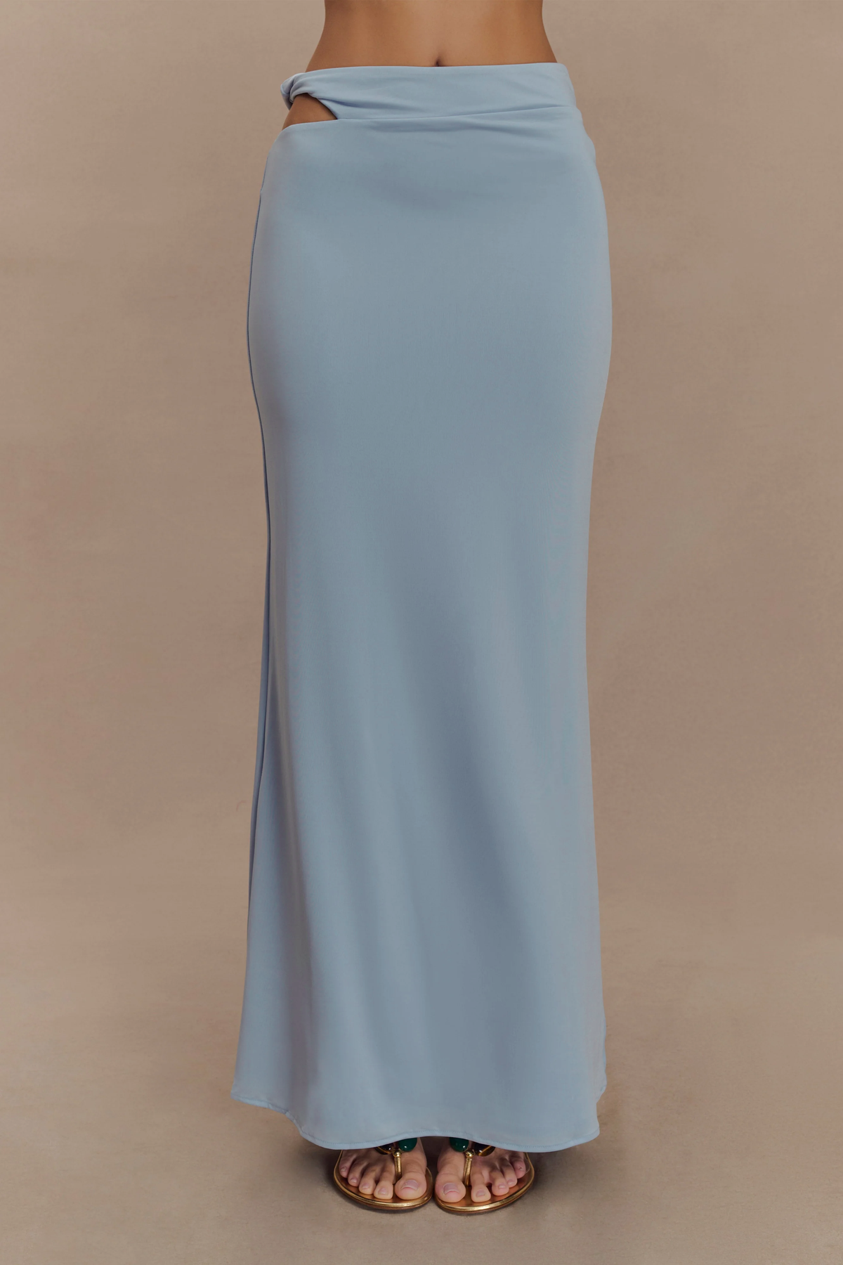 Haven Slinky Twist Midi Skirt - Pale Blue