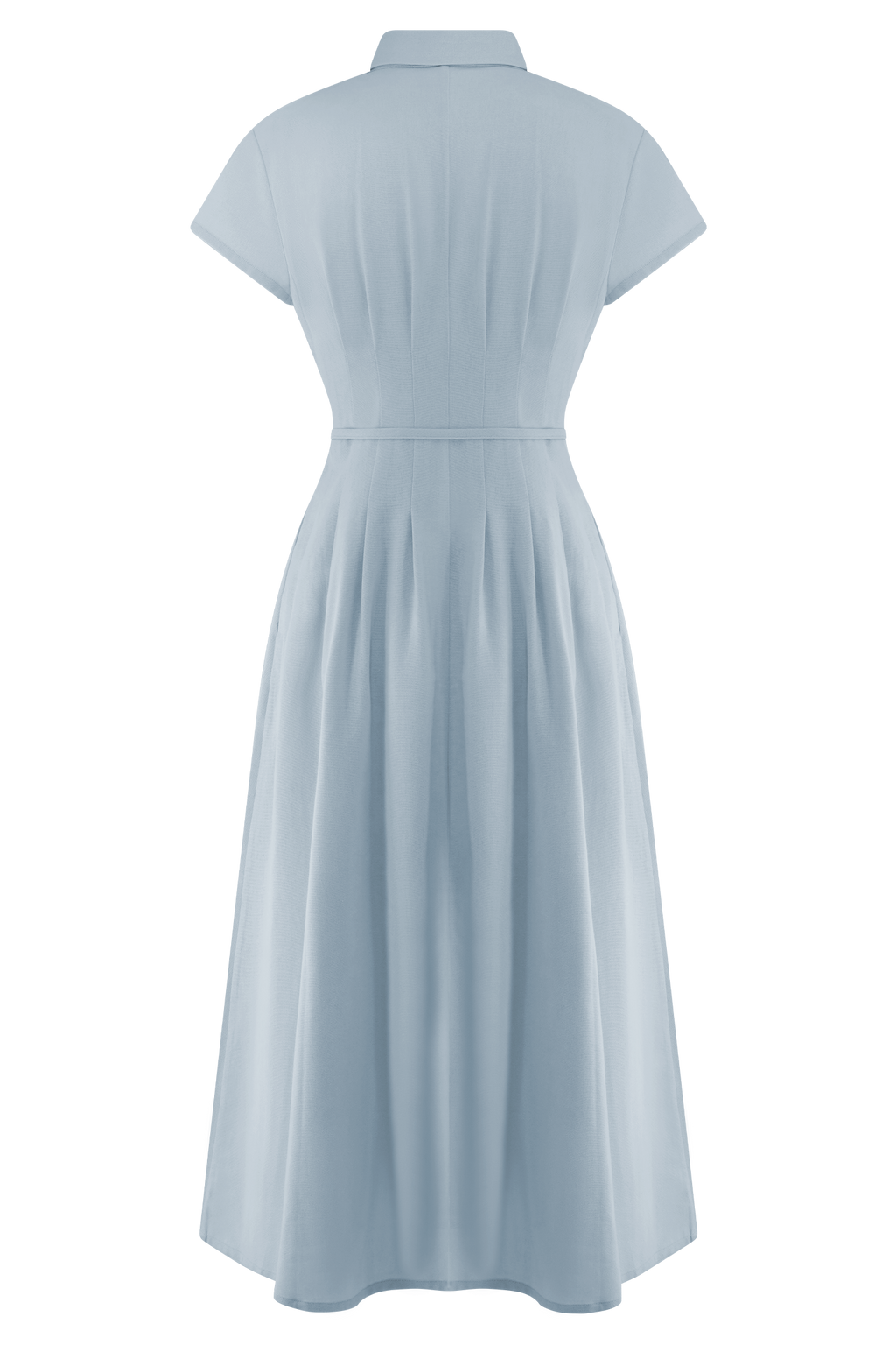 Aysha Buttoned Linen Midi Dress - Cornflower Blue