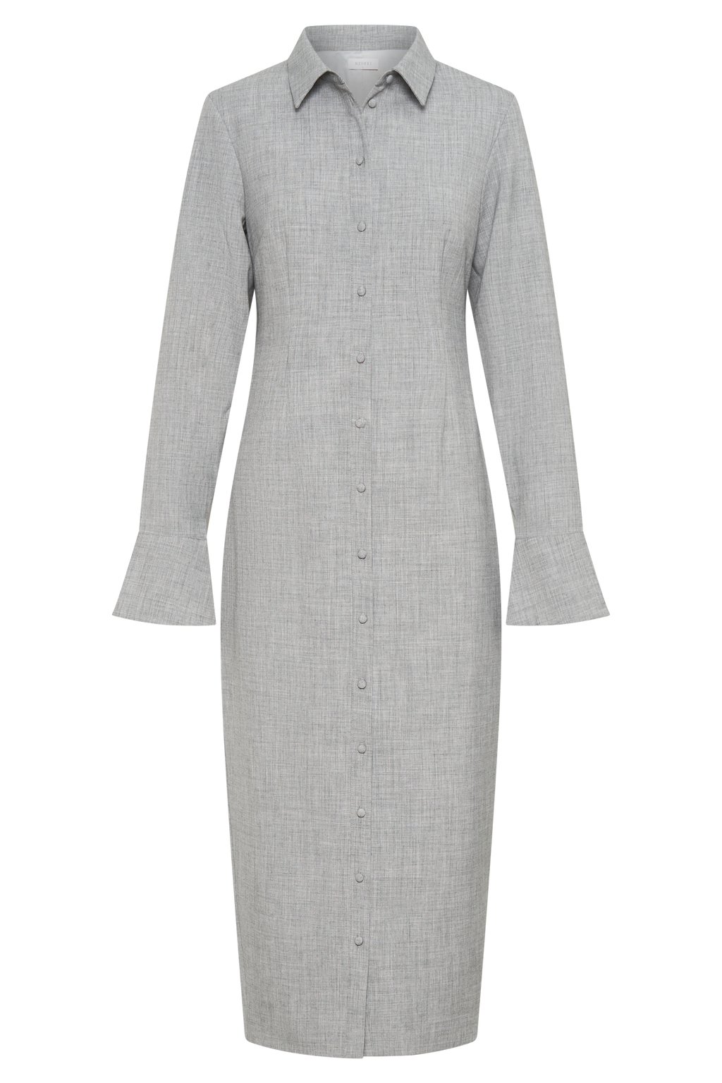 Dorian Fitted Shirt Midi Dress - Charcoal Marle