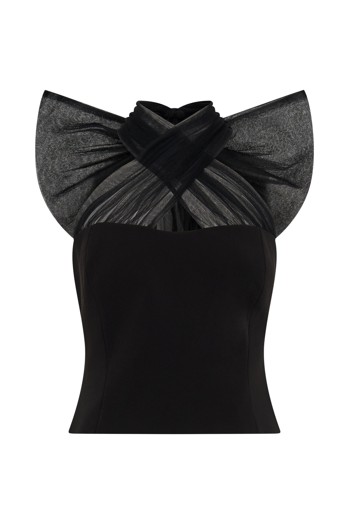 Maryam Tulle Bow Top - Black