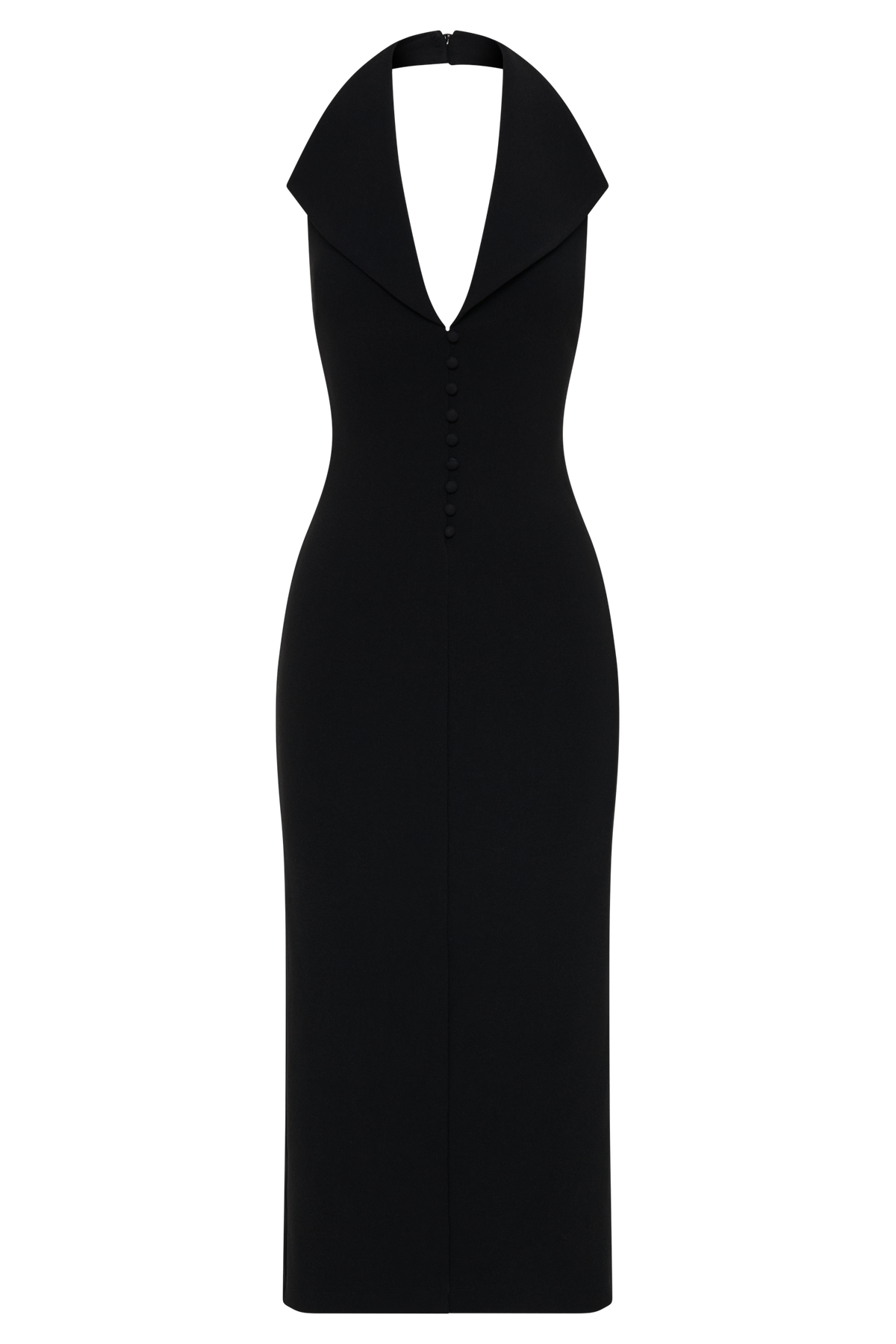 Annita Crepe Halter Midi Dress - Black