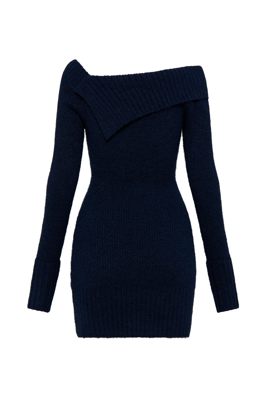 Stephanie Asymmetric Knit Mini Dress - Dark Navy