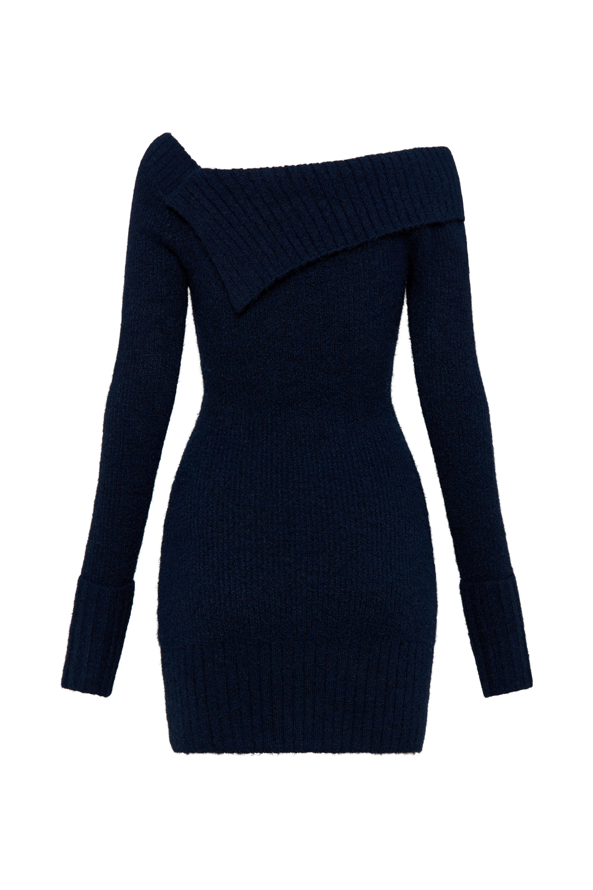 Stephanie Asymmetric Knit Mini Dress - Dark Navy