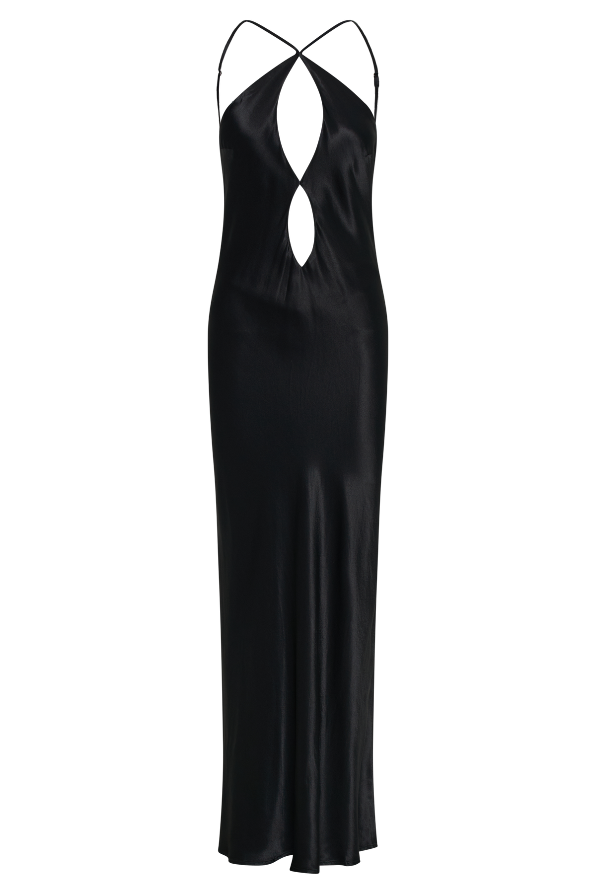 Lucia Satin Cut Out Maxi Dress - Black