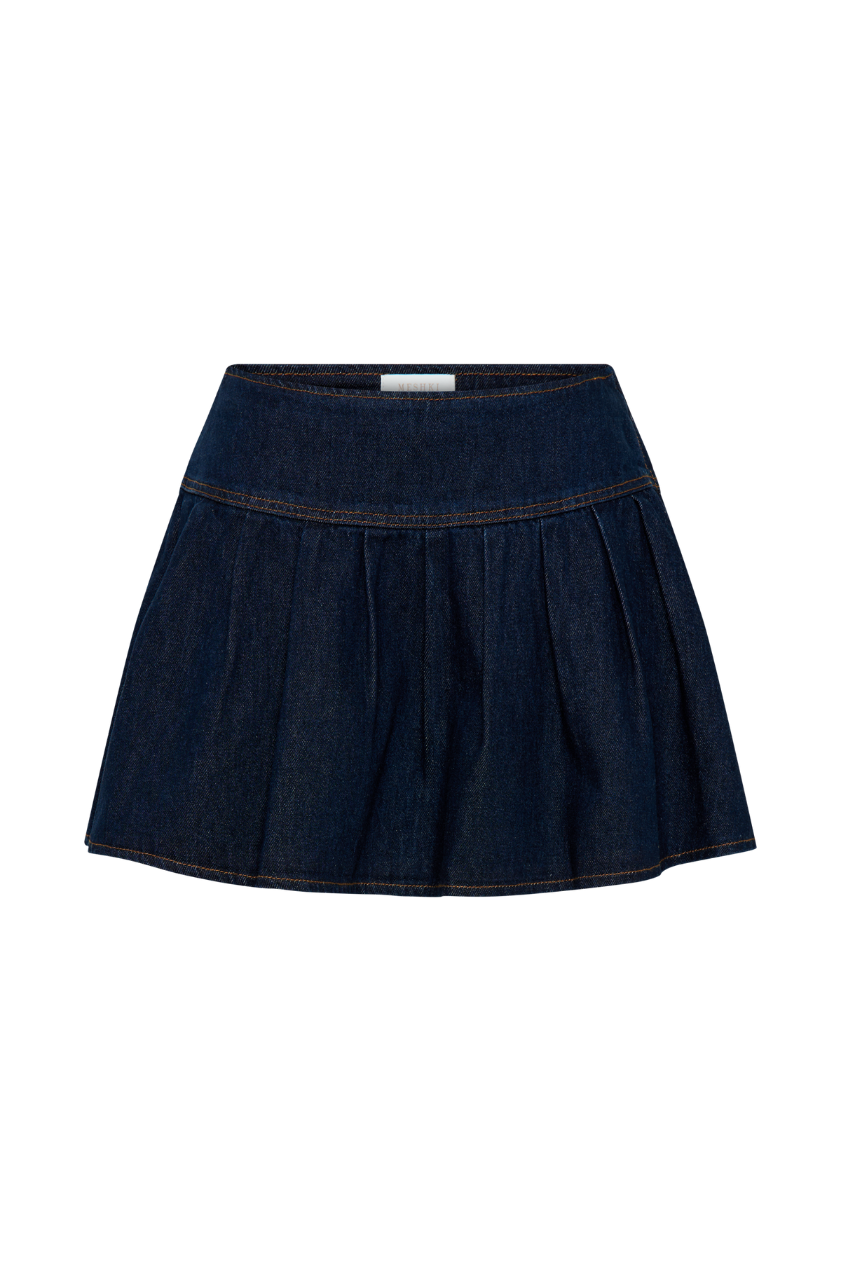Candice Pleated Denim Mini Skirt - Indigo Blue