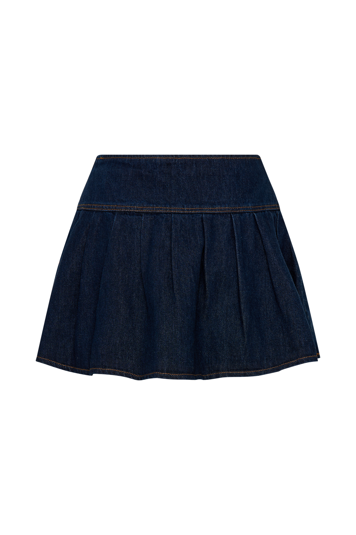 Candice Pleated Denim Mini Skirt - Indigo Blue