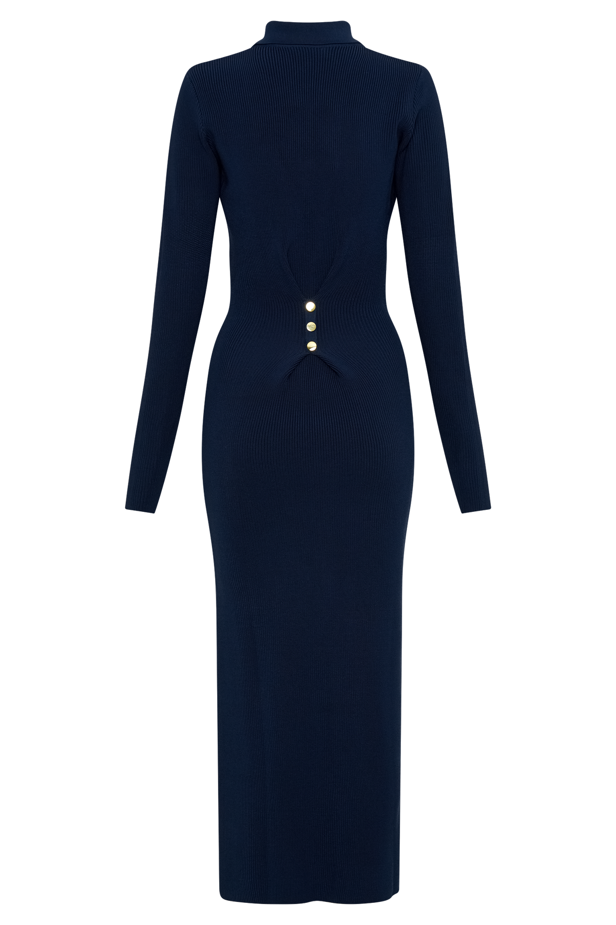 Abbey Buttoned Knit Midi Dress - Navy