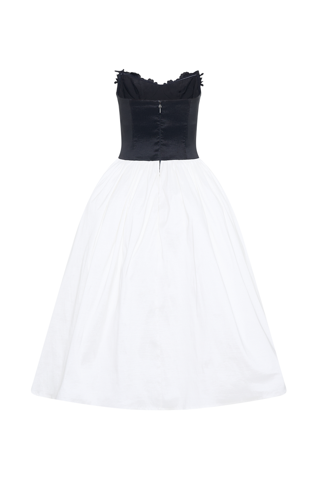 Elyssa Embroidered Contrast Midi Dress - Black/White