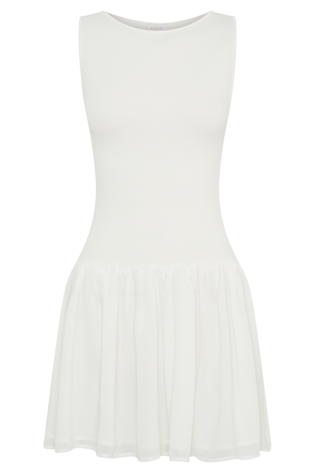 Ashleigh Knit And Chiffon Mini Dress - Ivory