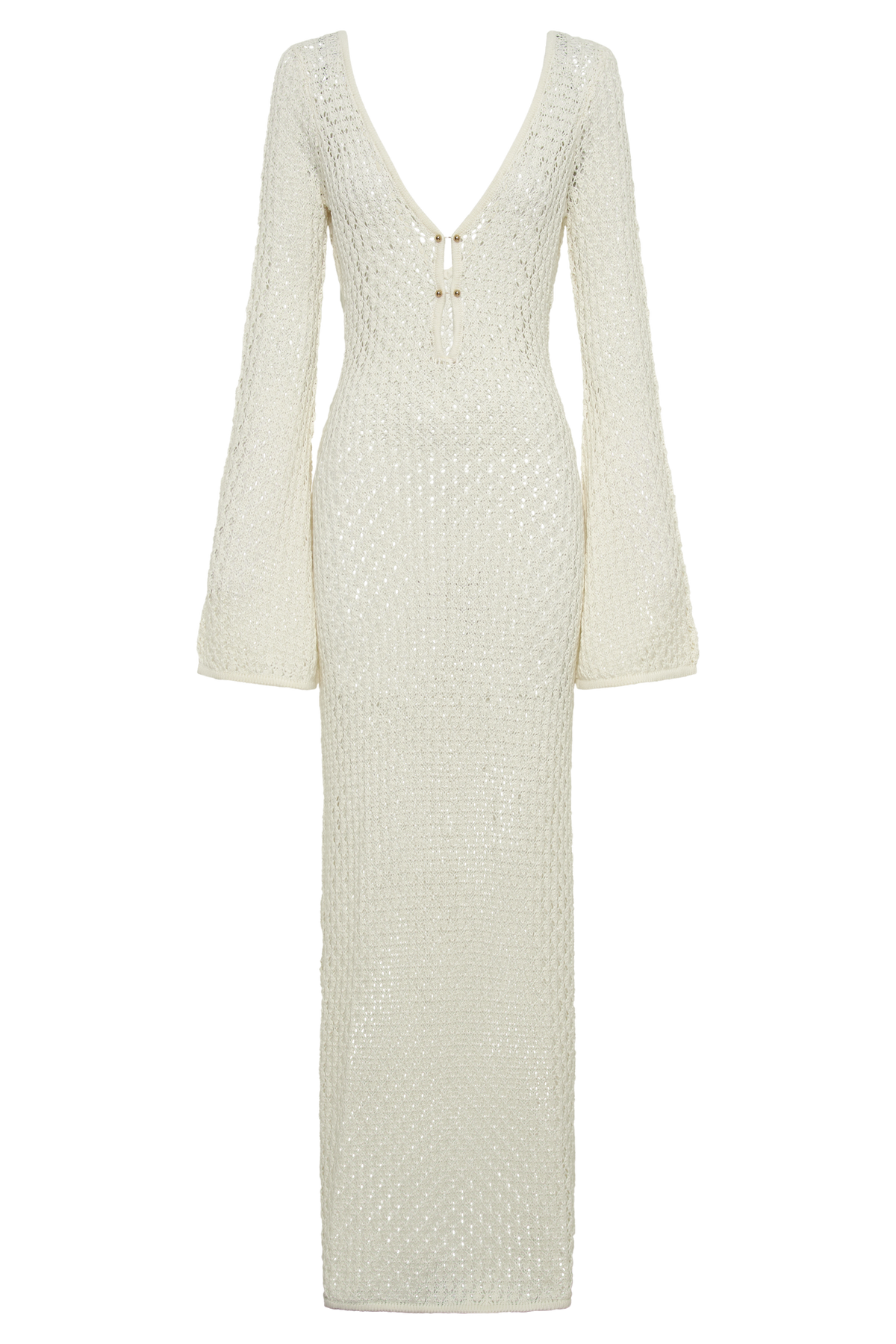 Kayleigh Crochet Fishtail Flare Sleeve Maxi Dress - White