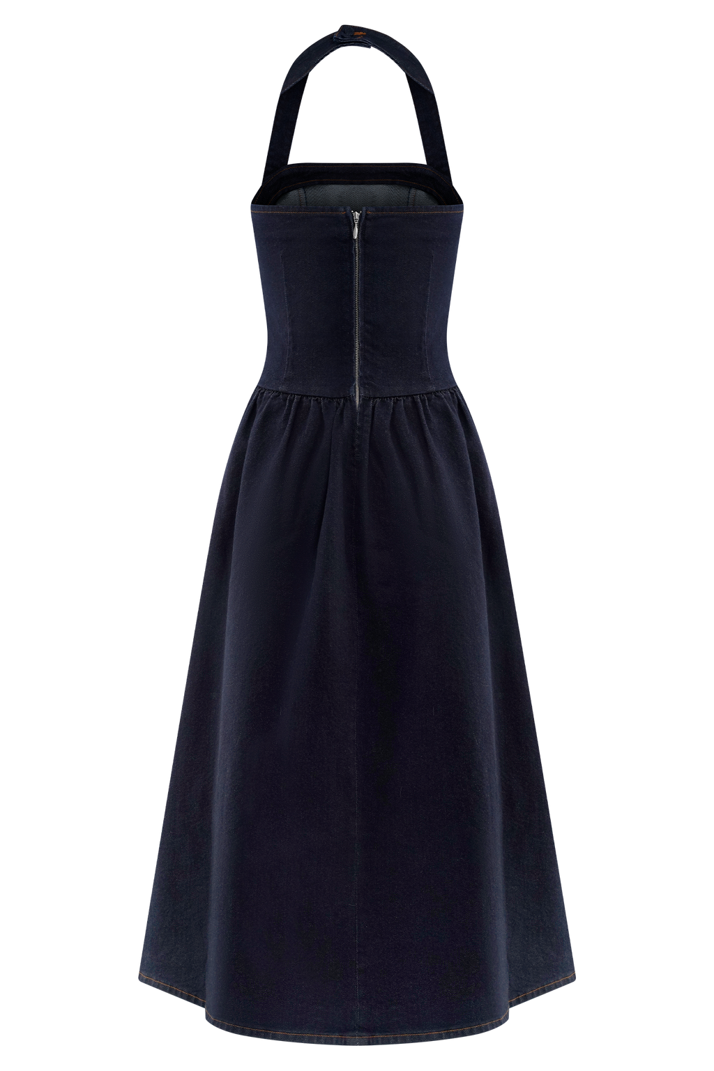 Caroline Denim Halter Midi Dress - Indigo Blue