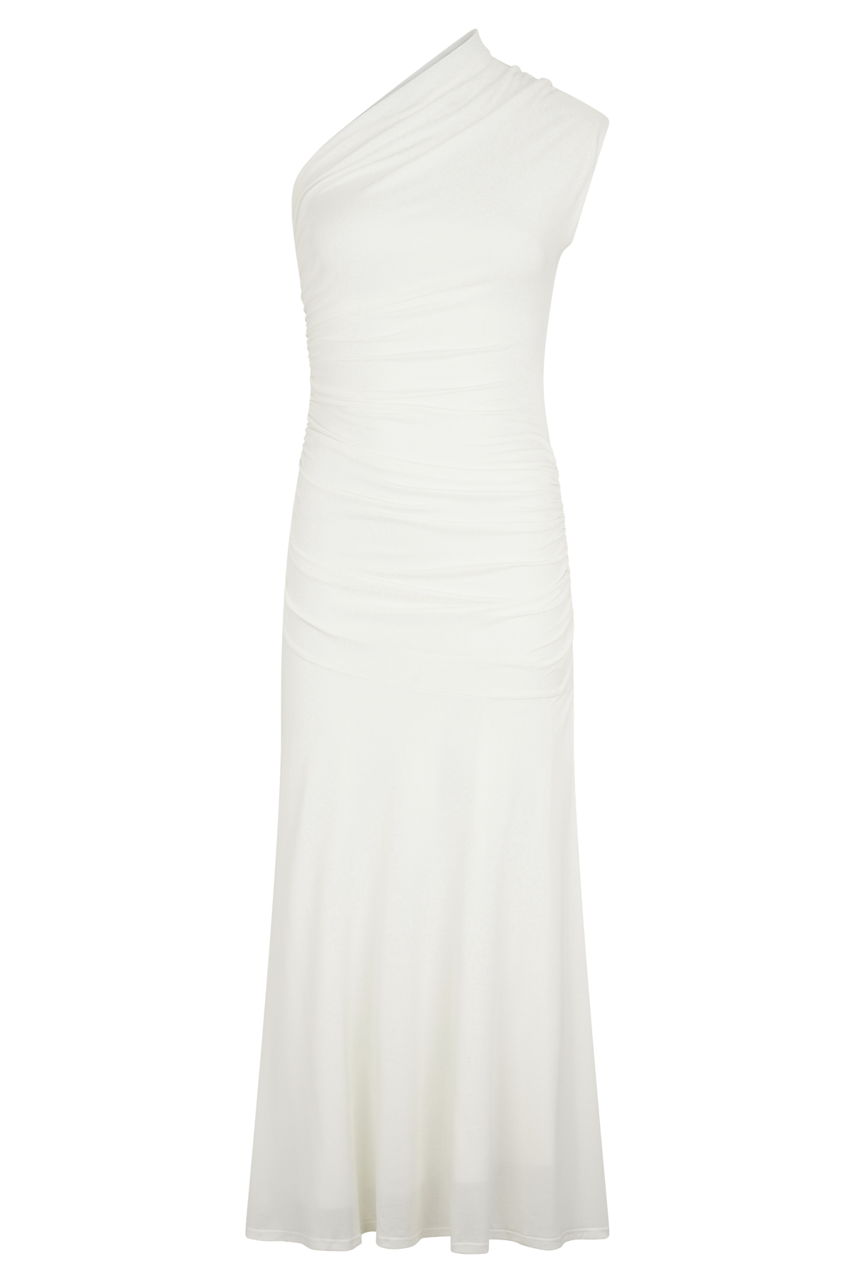 Chloe Peached Jersey One Shoulder Midi Dress - Ivory