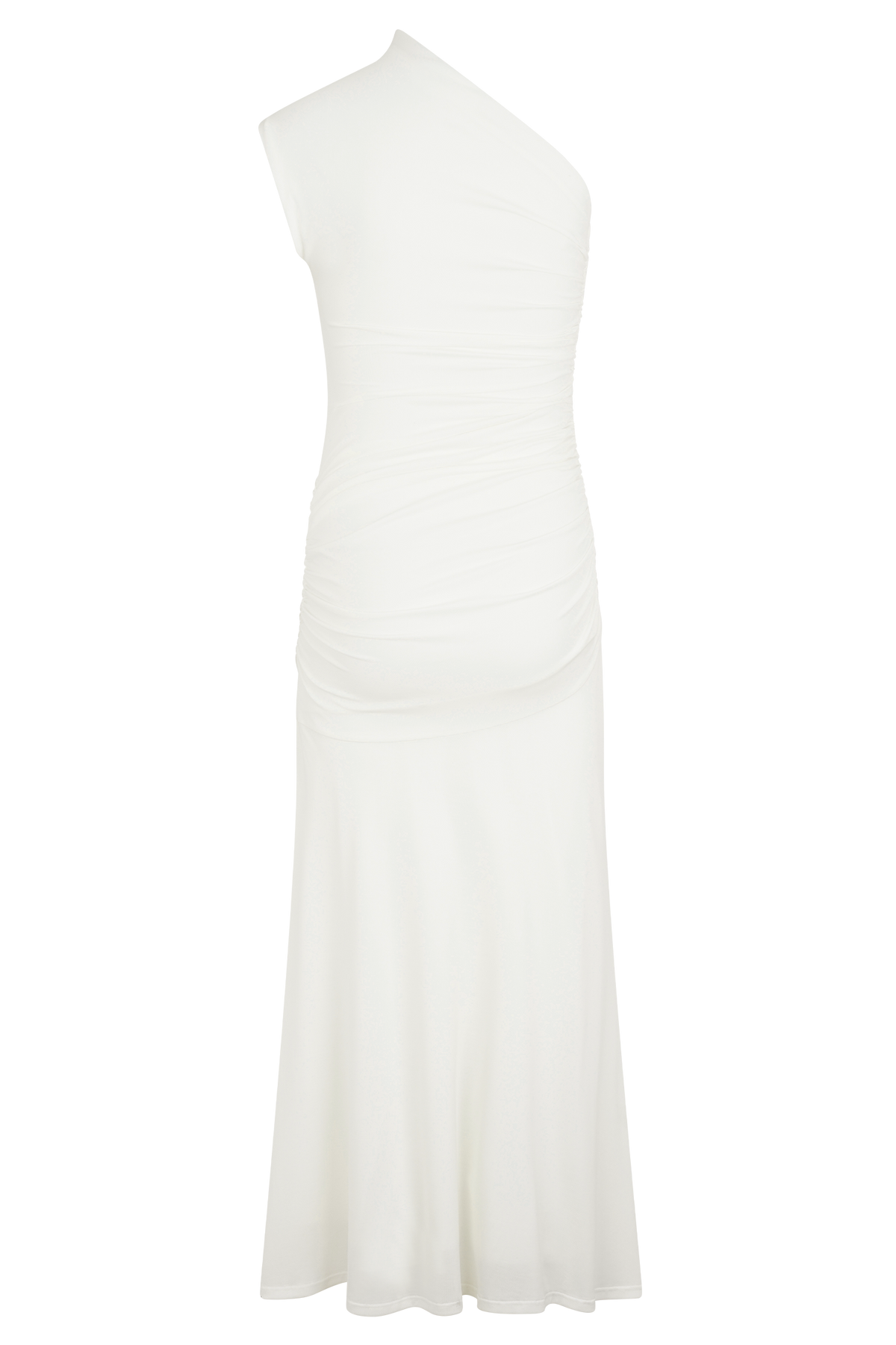 Chloe Peached Jersey One Shoulder Midi Dress - Ivory