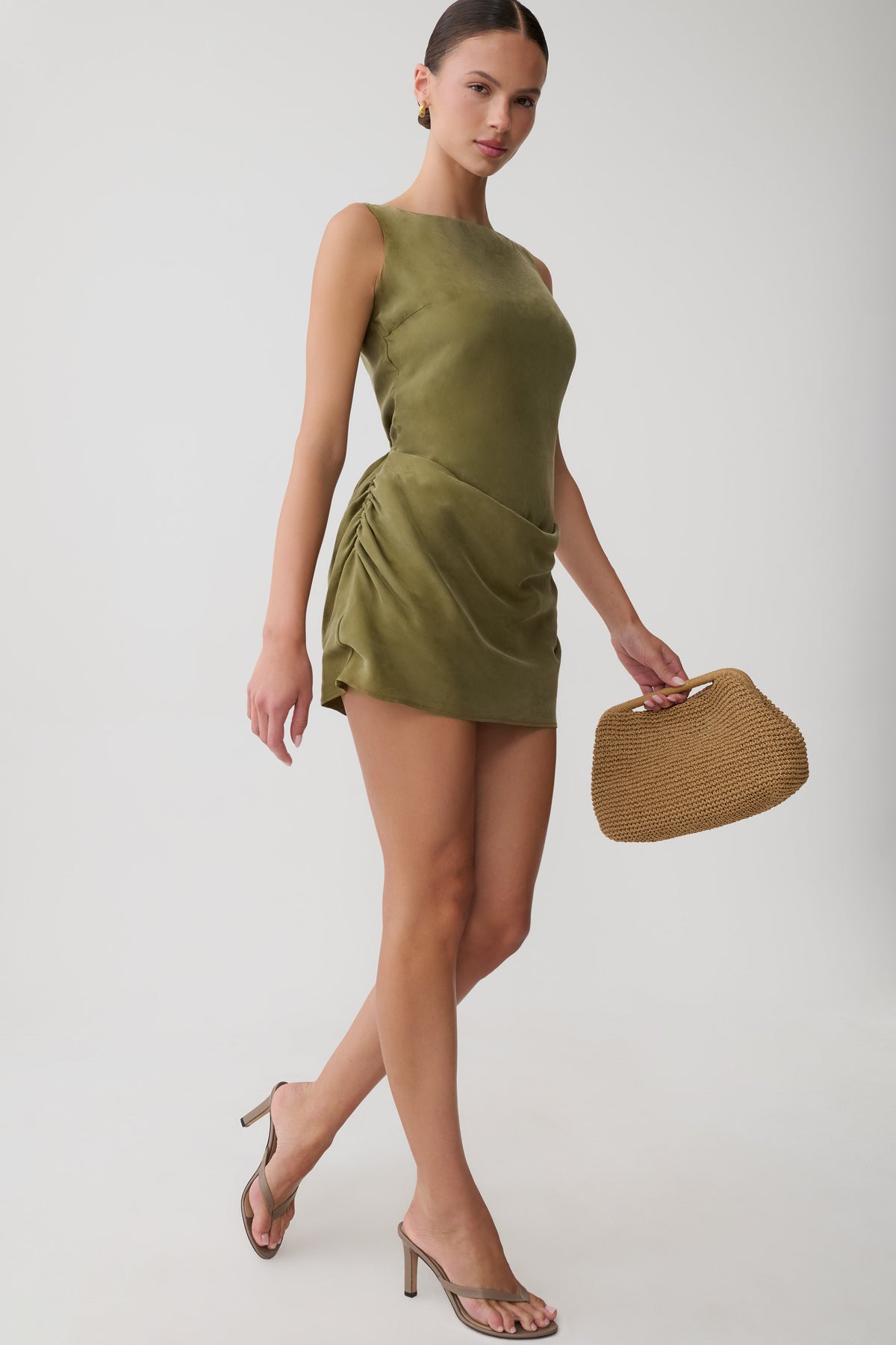 Bexley Draped Mini Dress - Olive