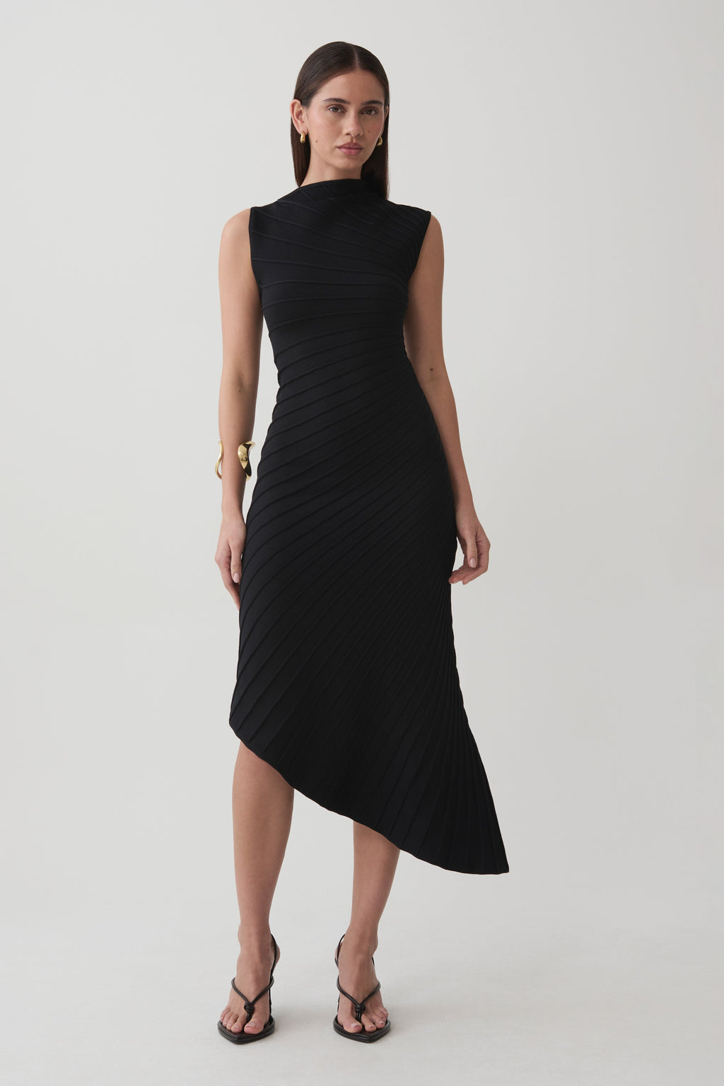 Milasandra Pleated Knit Dress - Black