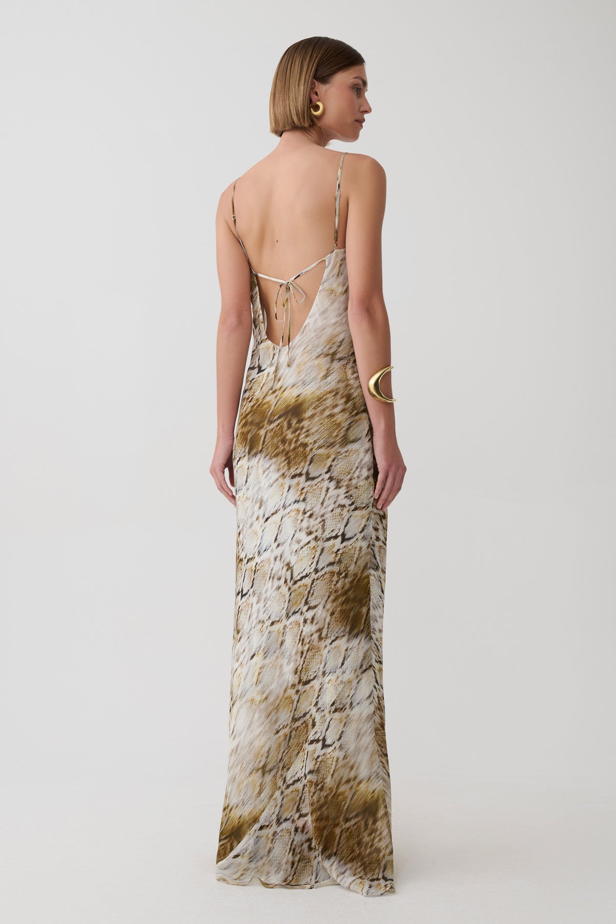 Zoe Cowl Front Printed Maxi Dress - Snake Print