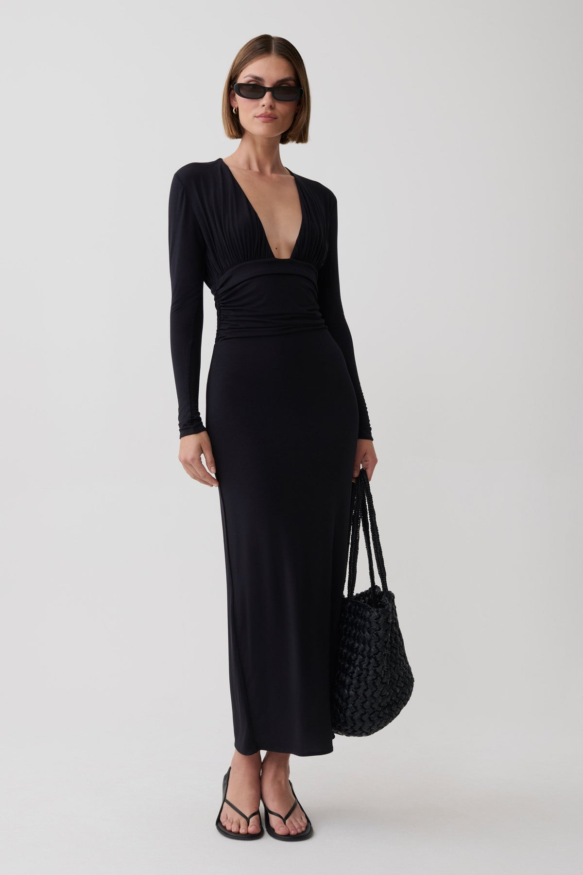 Drusilla Long Sleeve Modal Maxi Dress - Black